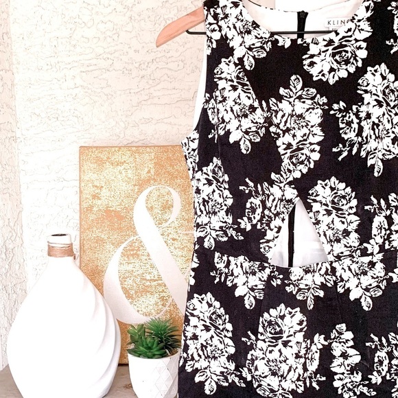 Kling Mini Dress floral print white and black Size 2 - Picture 14 of 15